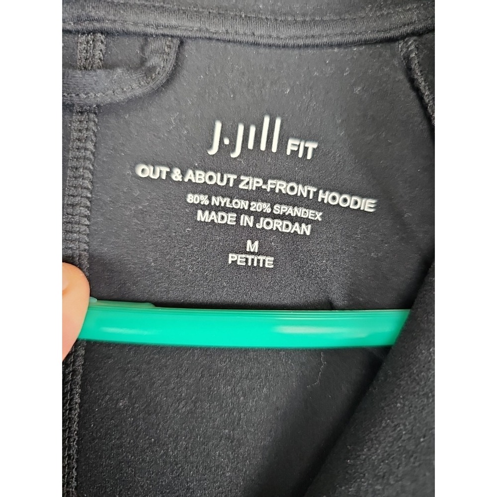 J Jill Fit Out & About Zip Front Hoodie Medium Petite Black Performance Pockets - Picture 4 of 7
